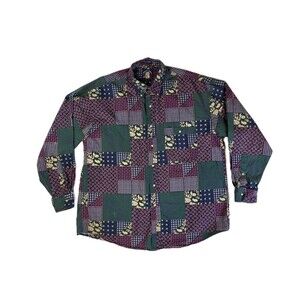 Salty Dog Gant Shirt Men's L Imperial Poplin Paisley Patchwork Green Blue Red
